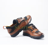 Basket en Cuir Marron pour Homme