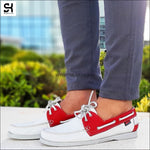 Chaussure Bateau En Cuir 39 / Blanc-Rouge