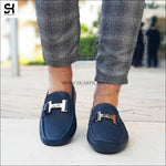 Moassin En Cuir Bleu